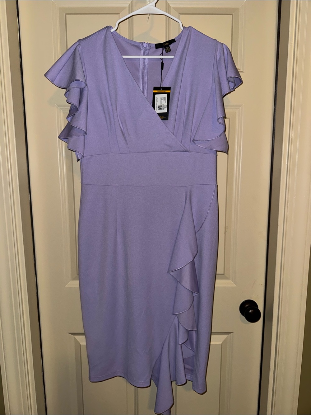 Lilac Ruffle Wrap-Front Midi Dress - Women